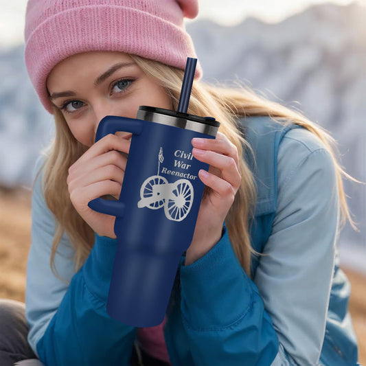 Vaso Pinnacle de 40 oz con grabado de recreador de la Guerra Civil