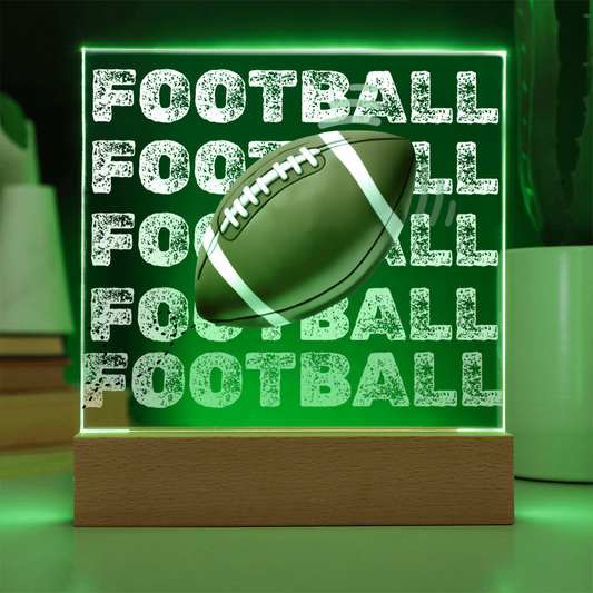 Football Fan Printed Square Acrylic Plaque with LED Base