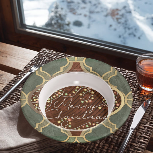 Merry Christmas Arabasque Tile 8.5" Polymer Bowl