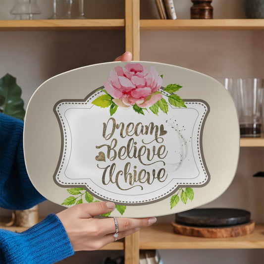 Dream Believe Achieve Inspirational 10" x 14" Oval Serving Platter