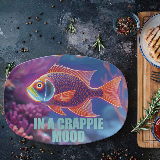 In a Crappie Mood Fish 10" x 14" Oval Serving Platter
