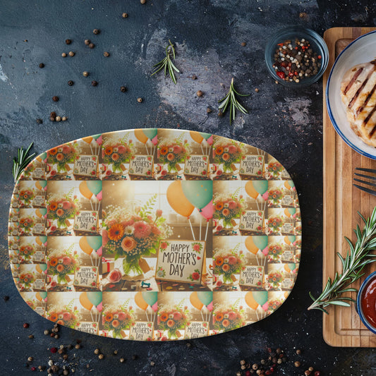 Happy Mother's Day Pattern 10”x14” Oval Serving Platter