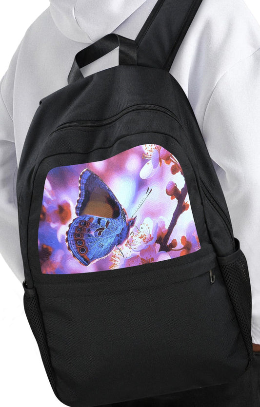 Butterfly on Cherry Tree Casual Backpack | Upper Part Printing