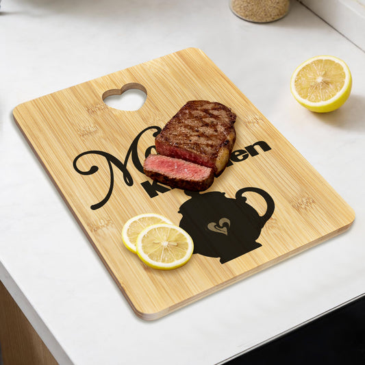 Mom's Kitchen with Teapot Bamboo Cutting Board | Ships from USA