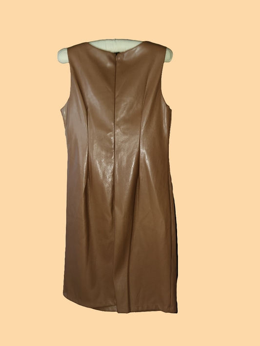 Addison Brown Faux Leather Dress - size 6