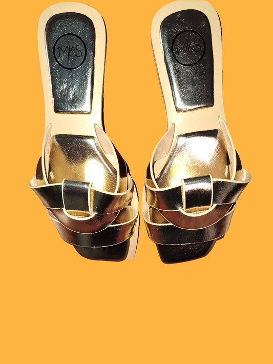 Women's Cushioned Gold Sandal Slides