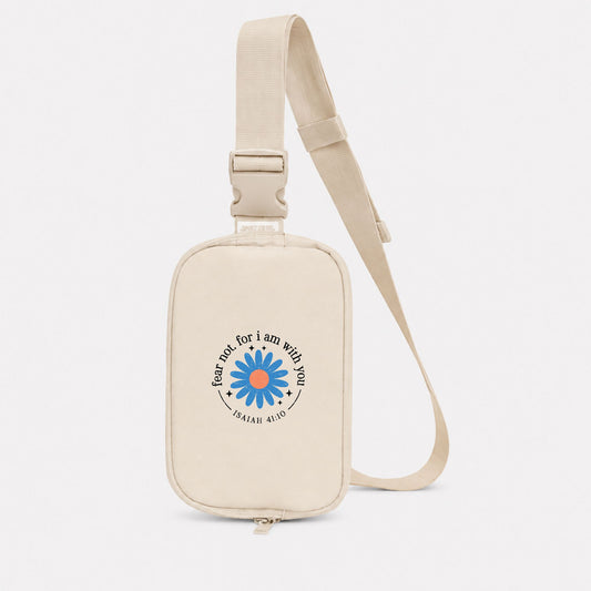 Fear Not Blue Flower Faith Based Comfort Colors Explorer Sling Bag
