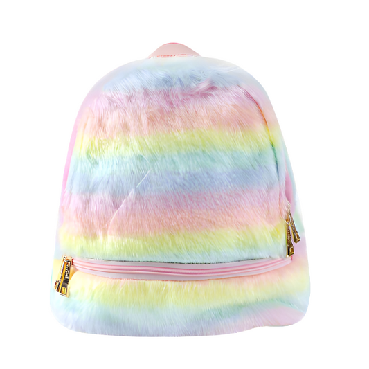 Mochila infantil de peluche de unicornio arcoíris