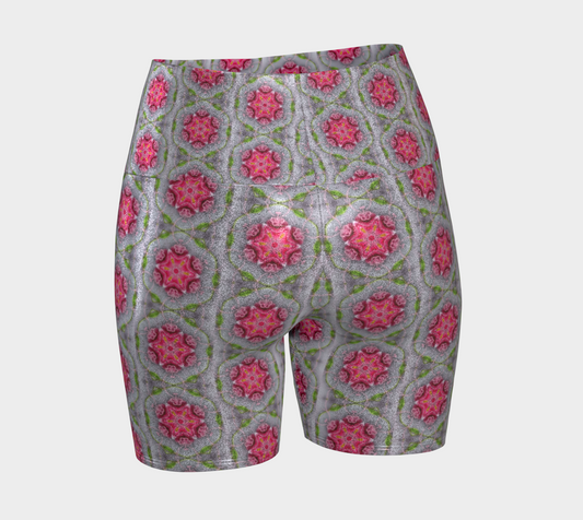 Silver and Pink Star Pattern Yoga Shorts