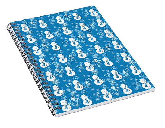 Blue Festive Snowman Pattern - Spiral Notebook