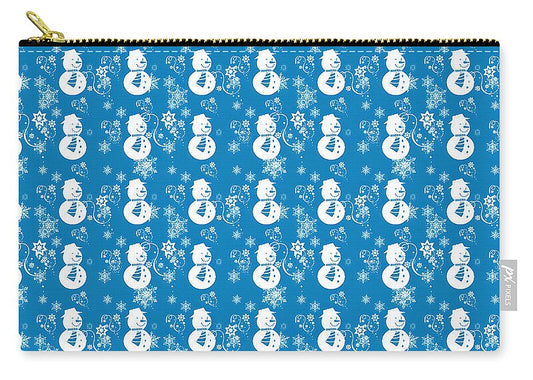 Blue Festive Snowman Pattern - Zip Pouch