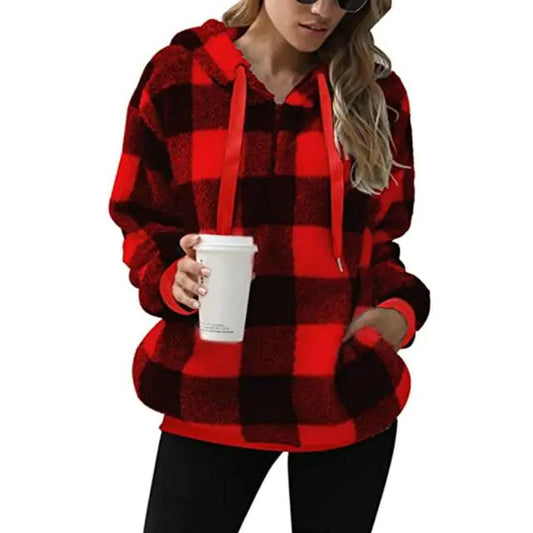 Cozy Women's Plush Hoodie with Drawstring