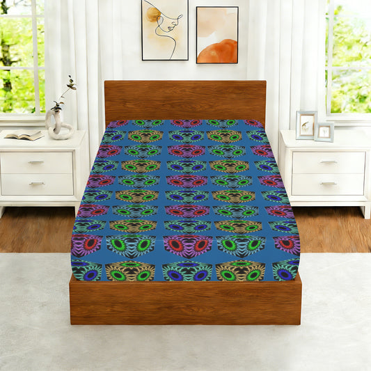 Colorful Cubes Blue Twin Size Fitted Sheet | Ships from USA