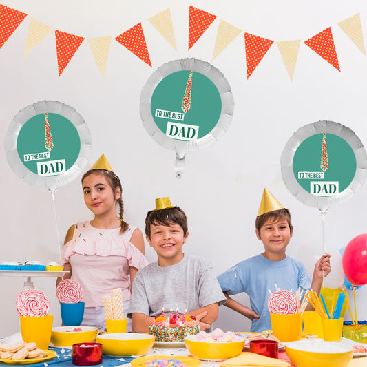 Best Dad Ever Polka Dots 18-inch Custom Aluminum Foil Balloons - Pack of 3 (Made in USA)