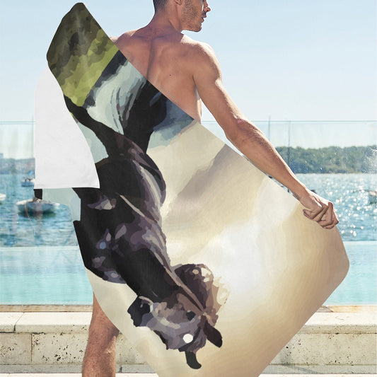 Toalla de playa Wild Black Horse - 76,2 x 152,4 cm (fabricada en EE. UU.)