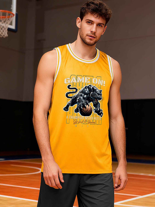 Yellow Game On! Grind & Shine Jaguar Basketball Jersey - Front & Back Print