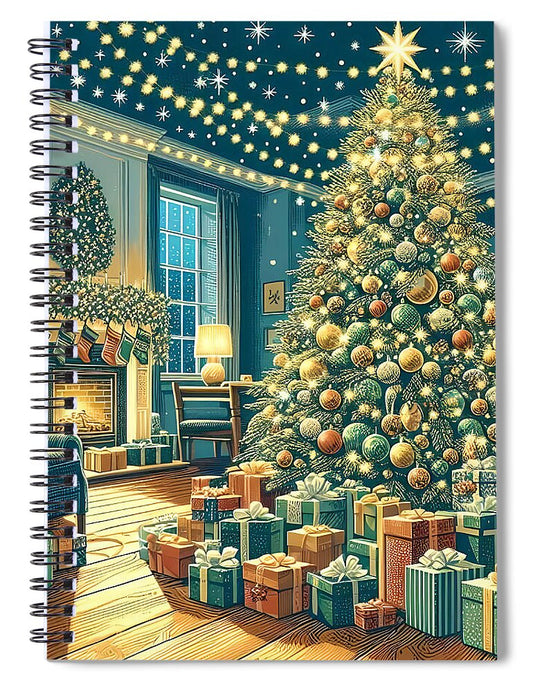 Cozy Christmas Living Room Scene Spiral Notebook