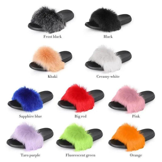 Women's Fashion Cute Furry Indoor Warm Flat House Slippers