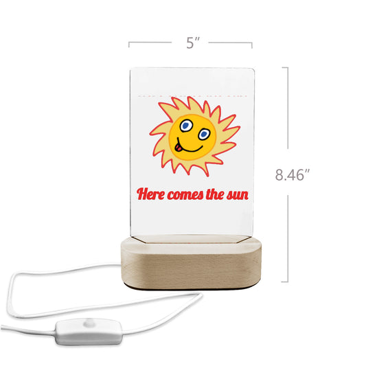 Panel fotográfico acrílico "Here Comes the Sun" con soporte iluminado (fabricado en EE. UU.)