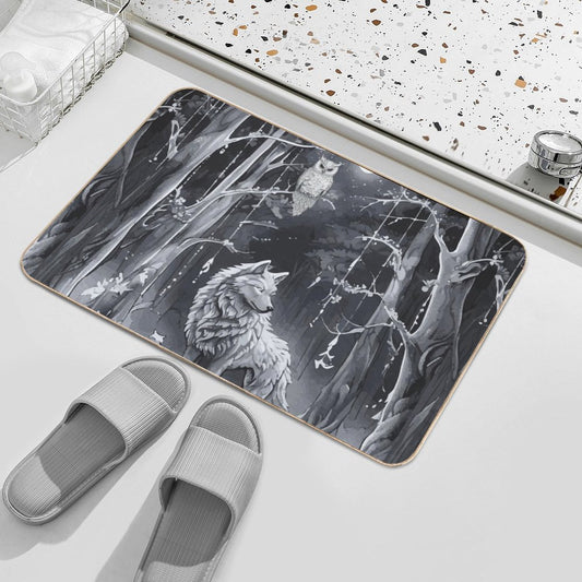 Ethereal Wolf in the Moonlight Flannel Non-slip Bath Mat - 16" x 24"