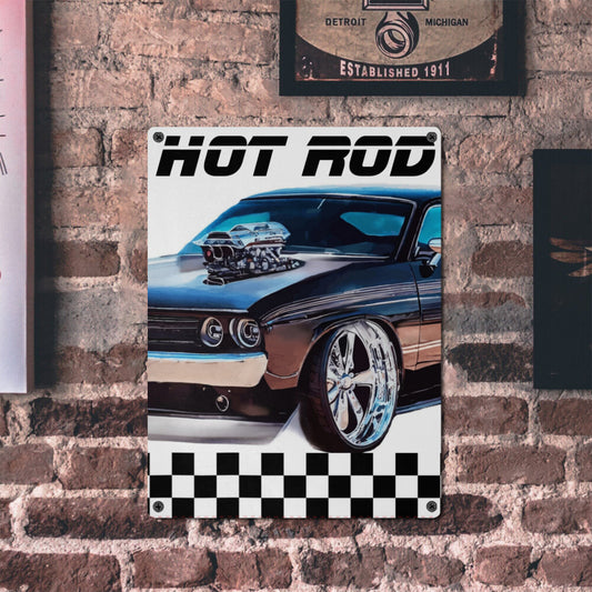Hot Rod Muscle Car Metal Tin Sign 12"x16" (Made in USA)