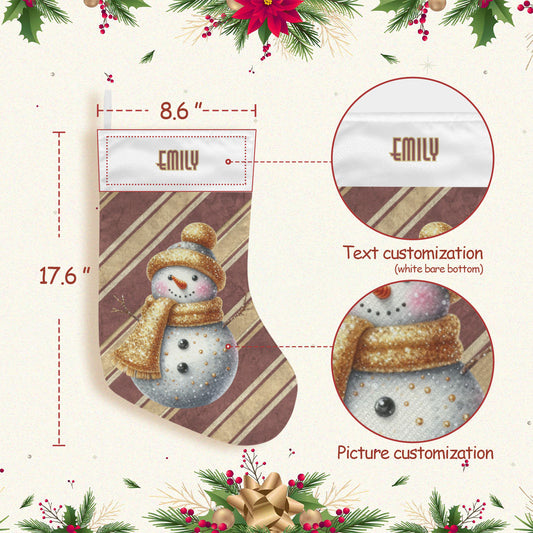Personalizable Sparkly Snowman Christmas Stocking (Made in USA)