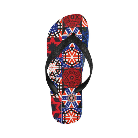 USA Patchwork Design Unisex Flip Flops (Made in USA)