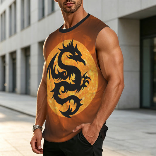 Orange Fire Dragon Men's All Over Print Sleeveless T-Shirt