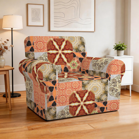 Heritage Revival Quilt Design Single Seater Sofa Chair Cover | Ships from USA