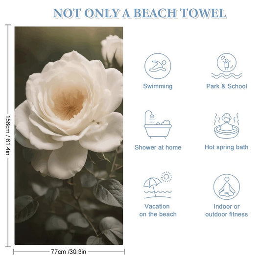 White Rose Bath Towel - 61.4" x 30.3"