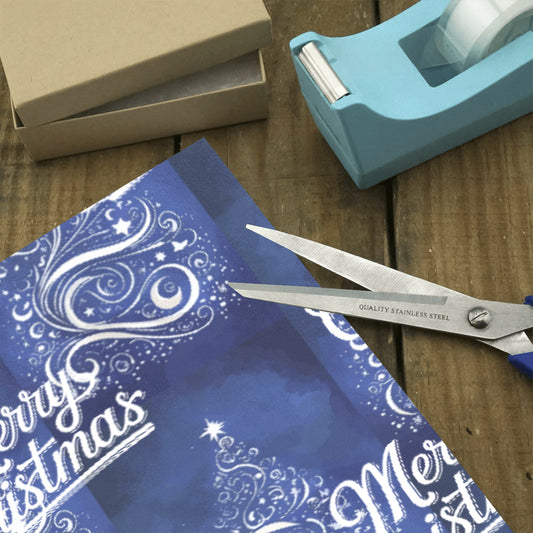 Merry Christmas Silver Tree Custom Gift Wrapping Paper - 2 Rolls (Made in USA)
