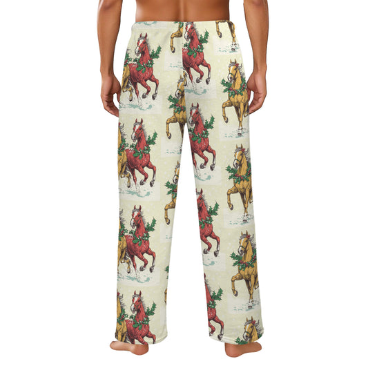 Horses at Christmas Men's Flannel Pajama Trousers (Made in the USA)