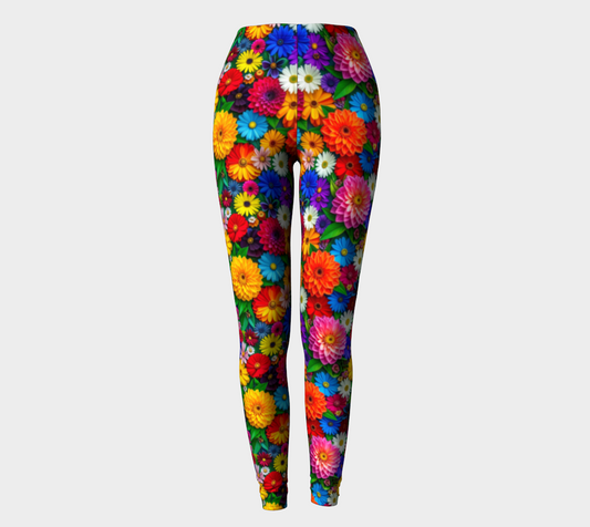 Bright Colorful Floral Pattern Long Leggings