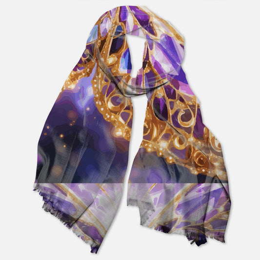 Purple Crystal Butterfly Pashmina Scarf