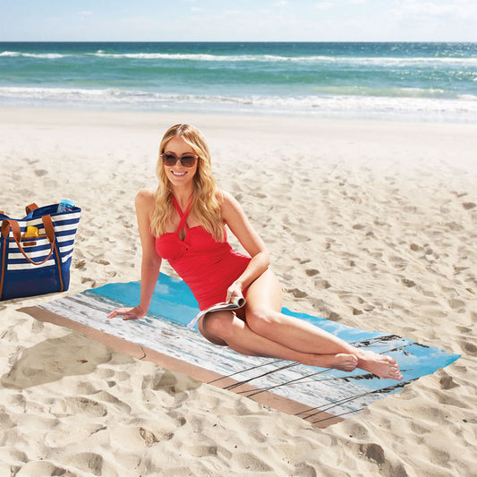 Toalla de playa con océano y cielo azul - 76 x 152 cm (fabricada en EE. UU.)
