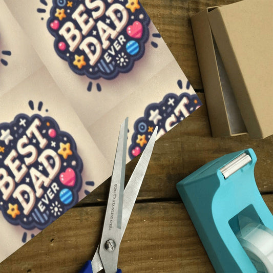Best Dad Ever Circle Custom Gift Wrapping Paper - 58"x 23" (Made in USA)