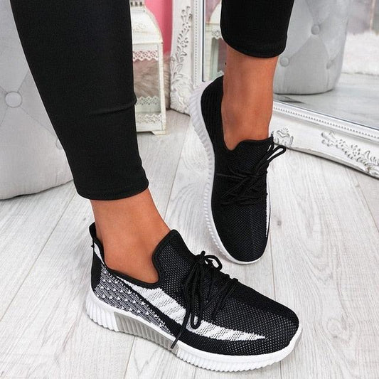 Women's Elegant Lace Up Mesh Round Toe Casual Sneakers