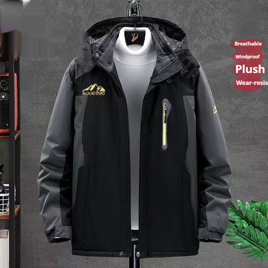 Men's Plus Size Waterproof & Windproof Thick Polyester Coat