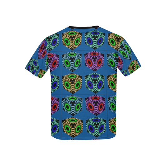 Camiseta infantil con estampado de cubos de colores (fabricada en EE. UU.)