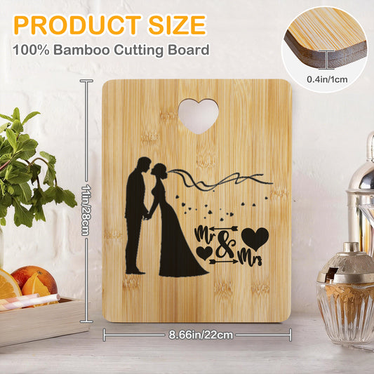 Mr & Mrs Custom Rectangle Bamboo Cutting Board (One Side Printing) | Ships from USA