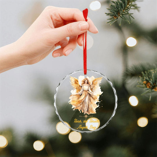 Hark the Herald Angel Sings Round Glass Christmas Ornament (Made in USA)