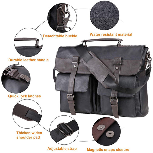 FR Fashion Co. 16" Men's Leather Messenger Bag