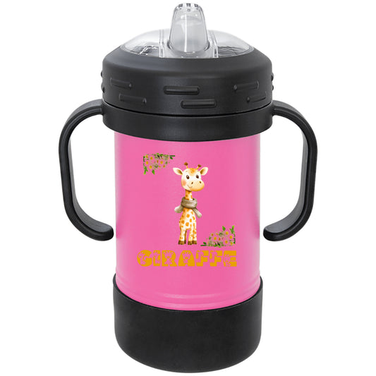 Giraffe with Flowers Polar Camel 10 oz Sippy Cup