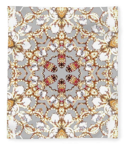 Intricate Gold Mandala Design Fleece Blanket