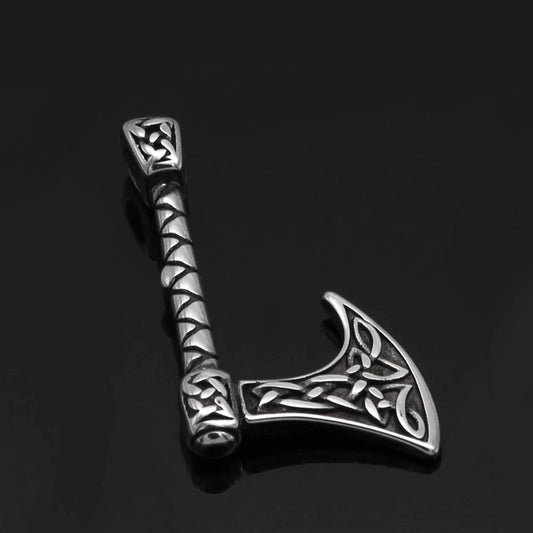 Vikings Axe Celtic Knot Stainless Steel Necklace