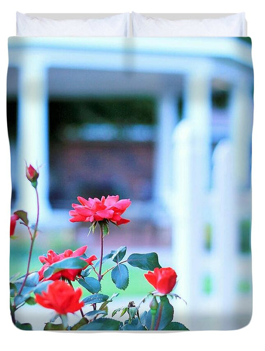 Red Flowers in Bloom - Duvet Cover