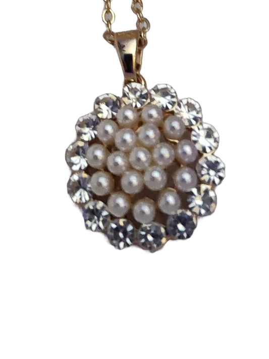 Round Rhinestone Necklace and Pendant
