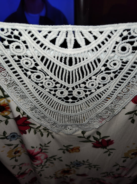 Bobbie Brooks Floral Short Dress with Lace Back