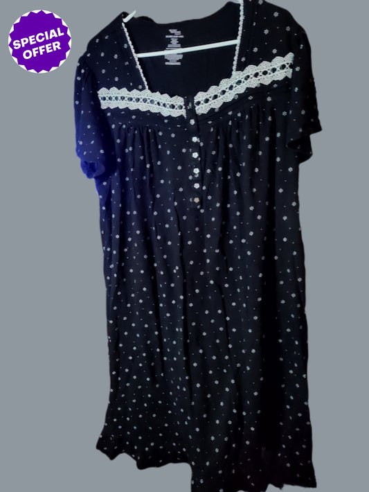 Secret Treasures Black with White Dots Nightgown - size 3x