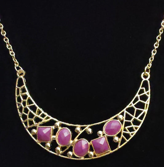 Women's Half Moon Medallion and Gold Chain